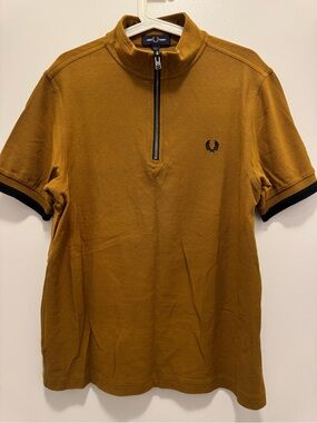 Fred Perry Men's quarter-Zip Polo with Black Trim
